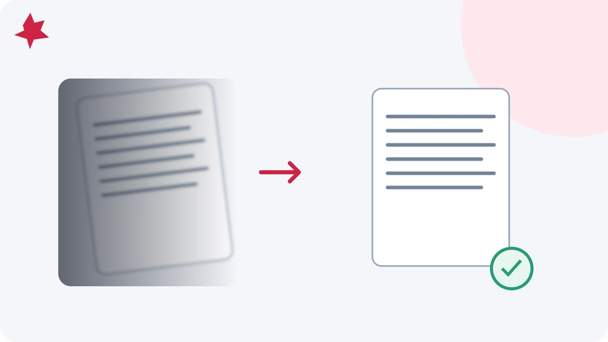 Une page ombrée et floue est comparée à un document net et uniformément éclairé.