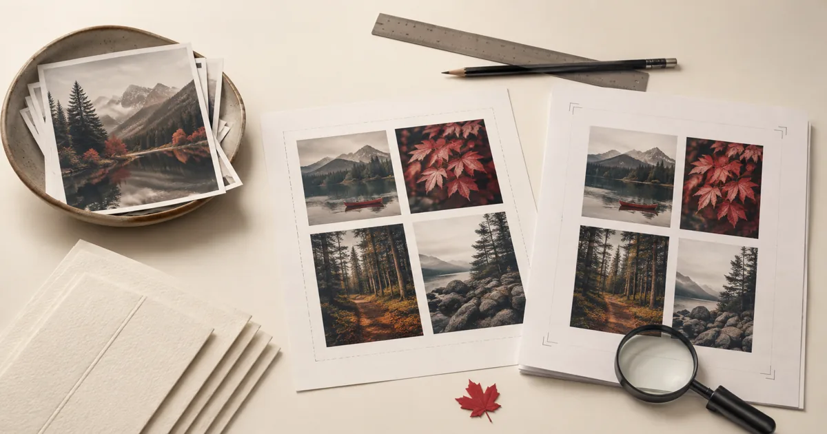 Photographie éditoriale illustrant la conversion d'un fichier JPG en PDF pour l'impression : ordre, marges et format