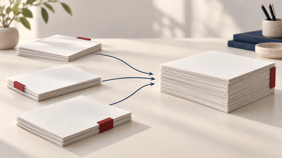 Illustration éditoriale de « Comment fusionner des fichiers PDF en ligne gratuitement »