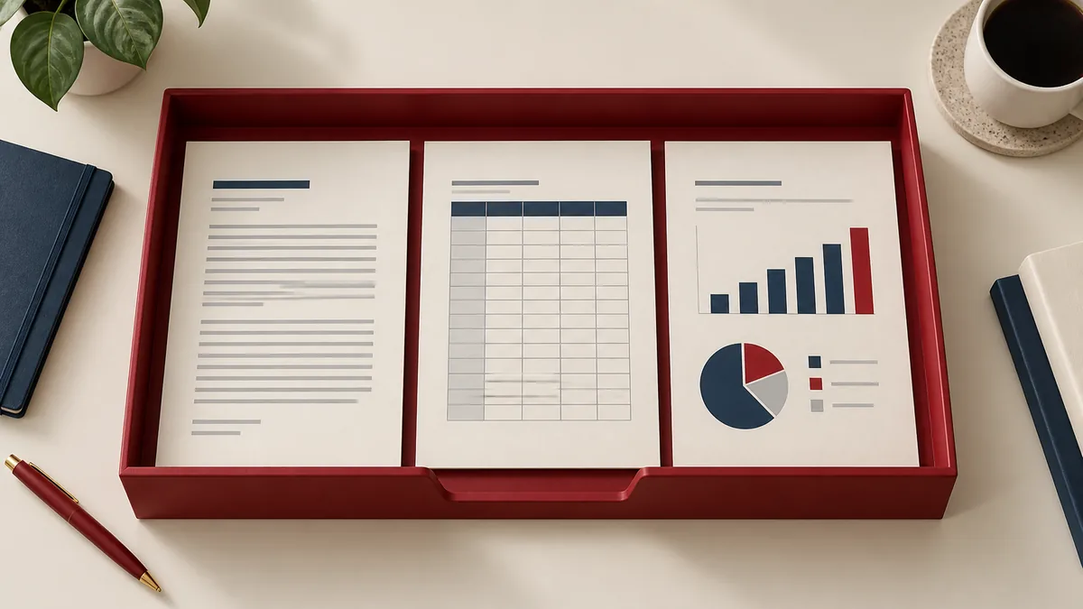 Illustration éditoriale des bonnes pratiques de conversion Office vers PDF : guide de partage pour Word, Excel et PowerPoint