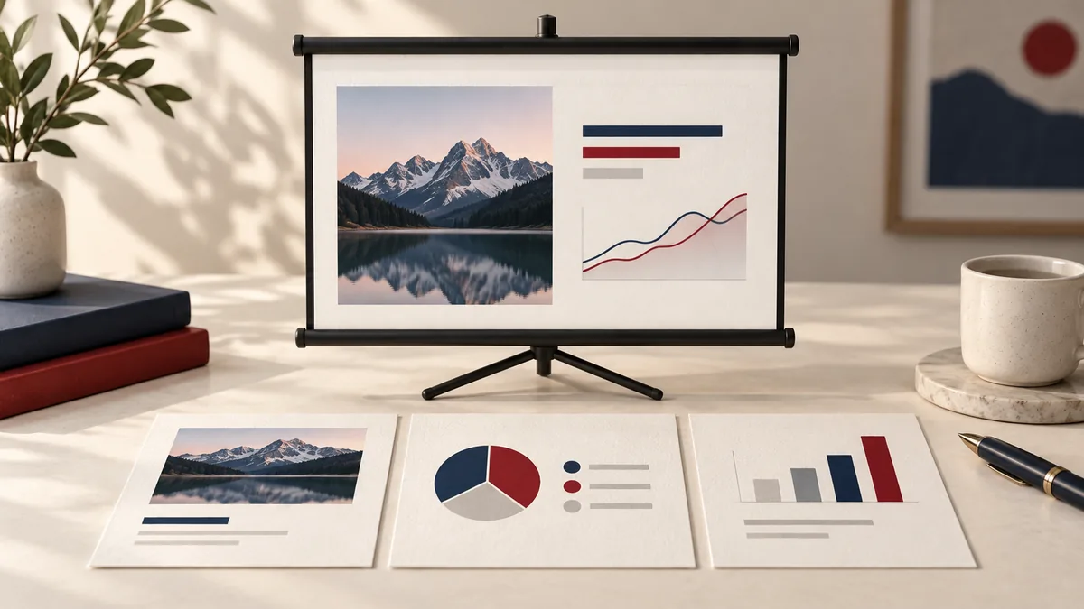 Illustration éditoriale de la conversion d'un PDF en PowerPoint : créer des diapositives à partir de pages PDF