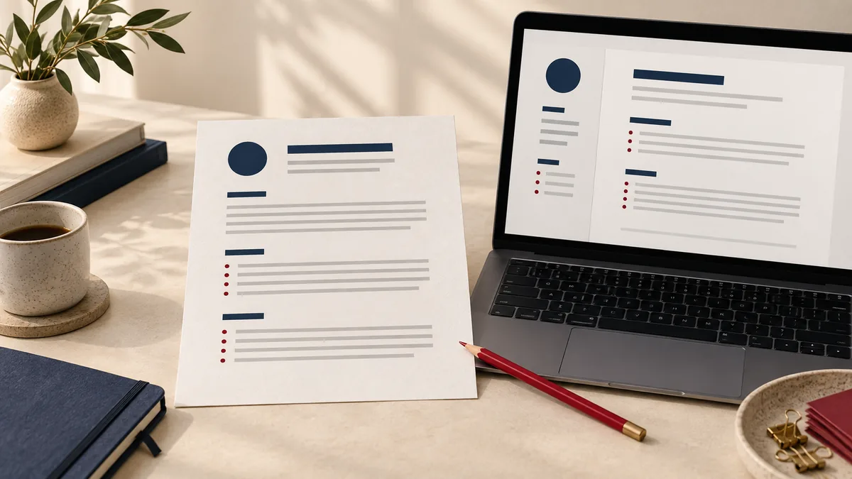 Illustration éditoriale : « Vérifier les polices et la mise en page du CV après l'exportation au format PDF »