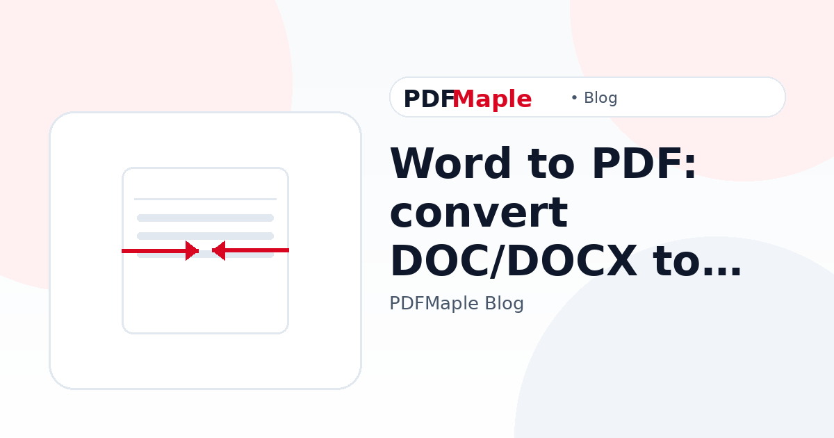 Word to PDF: convert DOC/DOCX to PDF or PDF/A — PDFMaple blog cover